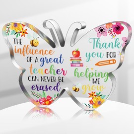 Perthlin Teacher Appreciation Gifts for Women Acrylic Thank You Teacher Gift from Student Graduation End of Year Present for Office Desk Decor Paperweight Keepsake(Lovely Butterfly)