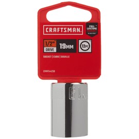 CRAFTSMAN Shallow Socket, Metric, 1/2-Inch Drive, 19mm, 12-Point (CMMT44238)