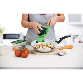 Genius Nicer Dicer Speed Light | Hand Slicer | Set of 8 - Adjustable Slicer Grater Manual with V-Blade | Vegetable Slicer | Vegetable Slicer | Dark Green, Silver, Green