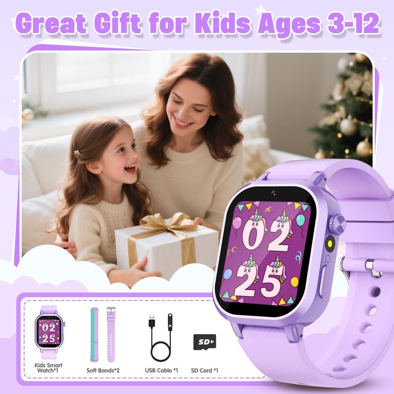 Wiszodet Kids Waterproof Smart Watch Girls Gift Age 3-12 with