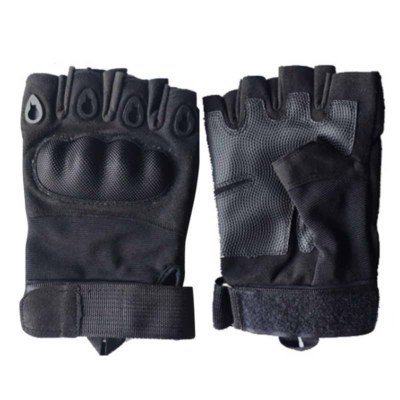 2PCS Half Finger Hard Knuckle Gloves Breathable Wear Resistant Combat