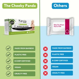 The Cheeky Panda Dry Wipes | Pack of 100 Bamboo Dry Wipes For Adults Personal Care & Babies | Super Soft and Strong