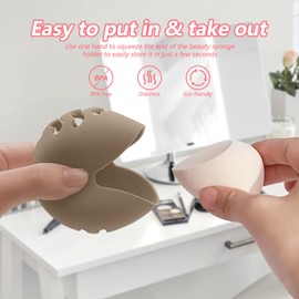 2PCS TIKIUKI Makeup Sponge Holder Beauty Blender Bolder Makeup Sponge Case Breathable Make Up Sponge Case Essentials Suitable for Business or Travel（Rose+Khaki）