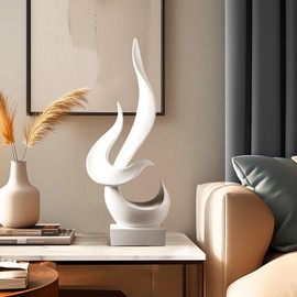 Magicsculp White Decor Modern Flame Statue, Home Decor Abstract Art Flame Statue for Living Room Dining Table Centerpiece Office Desk Coffee Table TV Stand Decoration