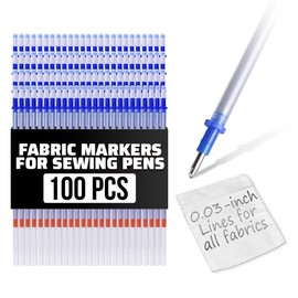 100-Piece Silver Fabric Pen Refills – 5.11" Fabric Markers for Sewing Erasable Ink | Safe for Most Fabrics | 0.03 Inches Fine Tip for Quilting, Tailoring, and Crafting