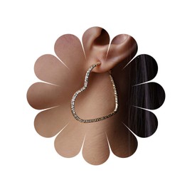 TseenYi Large Heart Hoop Earrings Boho Large Heart Huggie Earrings Hollow Heart Hoop Huggie Earrings Minimalist Love Hoop Earrings Jewellery for Women and Girls Gifts (Gold), Alloy Steel