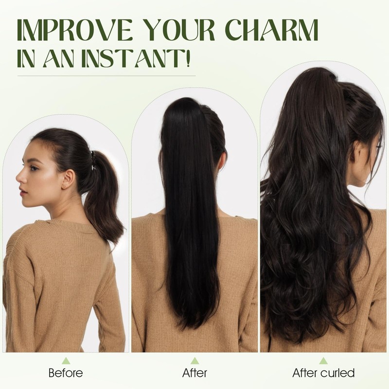 Charites Ponytail Extension, 20 Inch Claw Clip Ponytail Extension Human