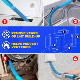 Holikme Dryer Vent Cleaning Kit, Dryer Vent Cleaner Dryer Lint Vacuum Attachment and Flexible Dryer Lint Brush, Vacuum Hose Attachment Brush Lint Remover Power Washer, Blue