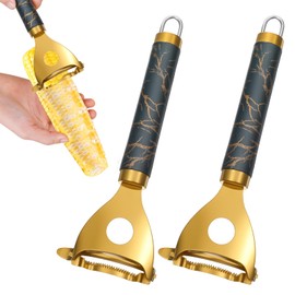 Bewudy 2Pcs Corn Peeler, Corn Cob Stripper Tool Stainless Corns Peeler Kitchen Remover Tool Cutter Kernels Corns Shucker Effortless Fast Time-Saving Convenience