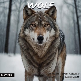 2026 Wall Calendar,Wolf Calendar 2025-2026,Wolf Monthly Wall Calendar, 12" x 24" Open,Family Planner Calendar with Wolf, Home & Office Organizer,Hangable