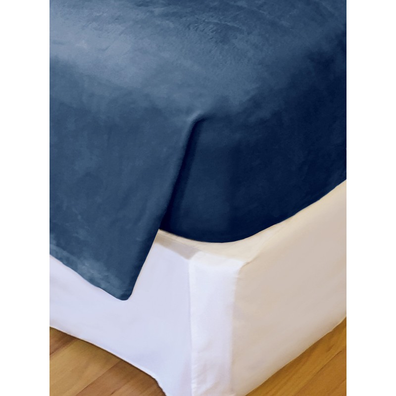Effortless Bedding Oversized Plush Semi-Fitted Bed Blanket (King, Blue)