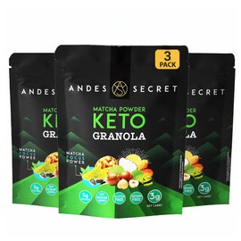Andes Secret Matcha Powder Granola - Almonds, Walnuts & Hazelnuts - Keto High Protein Granola with No Sugar, Grain & Gluten Free - 11 oz (3 Pack)