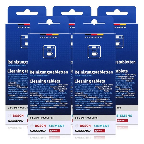 Bosch TCZ6001 Cleaning Tablets for Fully Automatic Coffee Machines TCA 5, TCA 6, Pack of 5