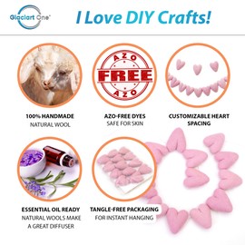 Glaciart One Felt Heart Garland - Pom Pom Garland – 5 Feet, 13 Hearts, Pink Color, Pom Pom Decorations, Nursery Decor, Bunting, Birthday Party Decorations, Carnival, Photo Prop