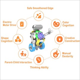 107Pcs Motorized Erector Sets for Kids Ages 4 5 6 7 8+,STEM Building Toys for Boys Girls 3-5 4-8 5-7 6-8 Year Old,Engineering Kit,Electric Motor,Creative Educational Gift Learning Activities