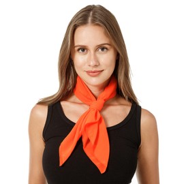Lastclream Chiffon Square Neck Scarves for Women Handkerchief Retro Satin Ribbon Scarf for Hair Wrapping at Night 26" (Orange)