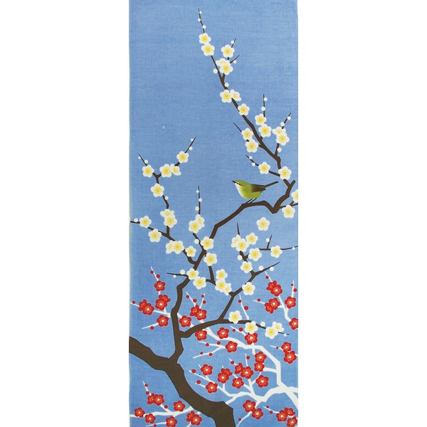 Yamako 87547 Four Seasons Colored Cloth, Tenugui Hand Towel, Plum and Mouth, 13.8 x 35.4 inches (35 x 90 cm)