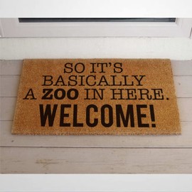 So Its Basically A Zoo in Here Brown Coir Doormat,New mom Baby Shower 9v Front Door Mat with Anti-Slip for Indoor/Outdoor ,Welcome Rug Mat for Home,Office,Patio, Housewarming Present,16 x 24 inch.