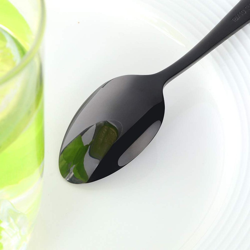 BISDARUN Teaspoons Espresso Spoons Black 18/10 Stainless Steel Set of