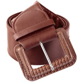 KYEYGWO Women's PU Leather Belt with Adjustable Pin Buckle, Wide Waist Belt, Women's Dress Belt, Classic Casual Belt for Shirt, Wind Jacket, Coat, brown