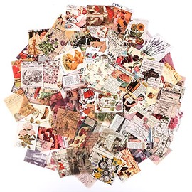 HOMICO 400Pcs Junk Journal Vintage DIY Material Paper Journaling Supplies Scrapbooking Paper Retro Decorative Antique Art Craft Diary Journal Embellishment Supplies