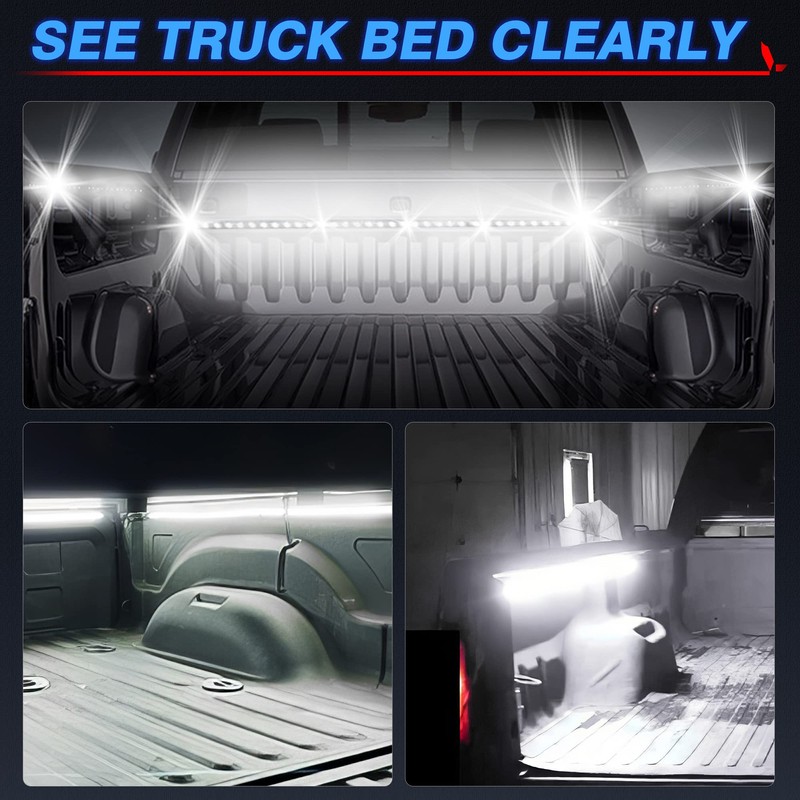 MICTUNING 3Pcs 60 Inch Truck Bed Lights - White Waterproof