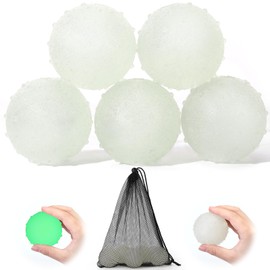 Liliful 5 Pcs Glow in The Dark Ball Dog Toy 2.5 Inch Glowing Fetch Ball Rubber Bouncy Dog Toy Balls with Net Bag for Dogs 20-60 Lbs