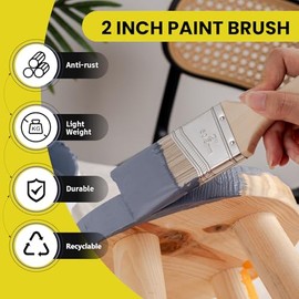 Mister Rui - Juego de pinceles de pintura de 4 piezas, mango corto y largo de 2" y 2.5" con pinceles angulares con peine para pintura, grado comercial, pinceles para gabinetes y rodillos