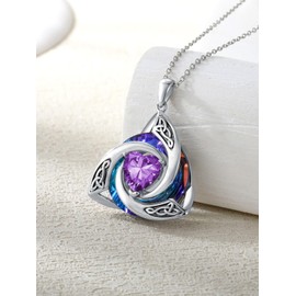 TOUPOP February Birthstone Amethyst Necklace 925 Sterling Silver Irish Celtic Knot Jewelry for Women Anniversary Birthday Gifts for Her Wife Girlfriend Mom Daughter