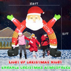 Inflatable Outdoor Christmas Decorations, 11 ft Lighted Inflatable Christmas Santa Archway with Build in LED Light, Outdoor Indoor Holiday Blow Up Decor for Lawn Home Party,Yard, Garden Decor