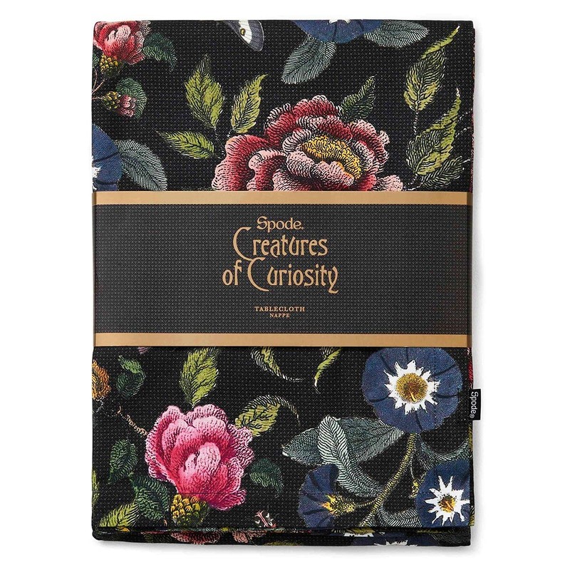 Spode Creatures of Curiosity Tablecloth - Black 100% Cotton 140