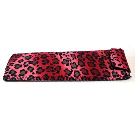 Calabria Leopard Animal Print Soft Slip-In Eyeglass Case Red Womens Cute Slim Eye Glasses Pouch Sunglasses Bag Flap Closure