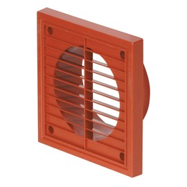 Airflow® External Wall Vent Cover – Terracotta Round Plastic Grille with Flyscreen for 100mm / 4" Ducting – Weatherproof Air Outlet – 154mm x 154mm