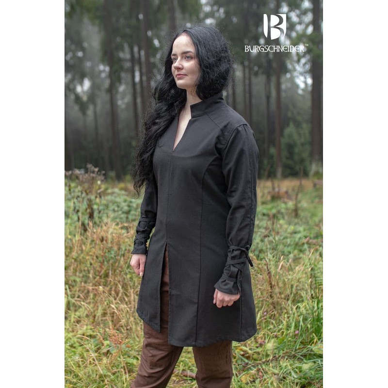 Burgschneider - Tunic Theresa - Black (XL, Unisex, Cotton) Medieval