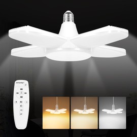 Garage Light, LED Ceiling Light, 80 W, 8 Tatami Mats, Dimmable Color, 3000-6500K, Pendant Light, 6,000 lm, Night Light, Work Light, Energy Saving, 0-90° Angle Adjustable, Foldable, Ceiling Light, Easy