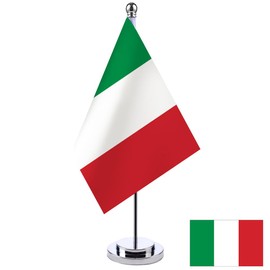 Italian Table Flag 14cm * 21cm Italy Desktop Flag with Stick Stainless Steel Stand Base, Office Flag, Office Decoration, Italian Dining Table Small Mini Flag Decoration, Home Decoration