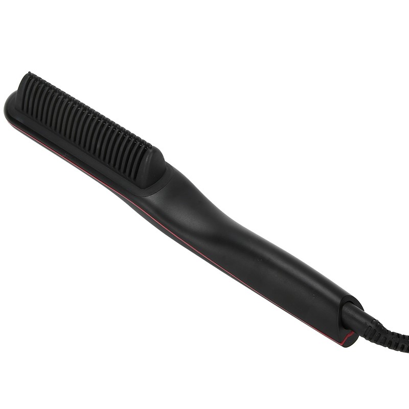 Electric Hair Straightener Comb Anti Scald Beard Straightener Brush (Black