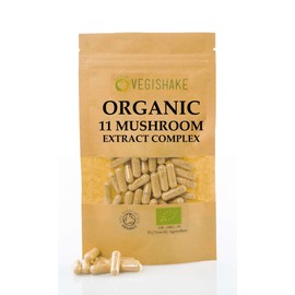 Organic 11 Mushroom 20:1 Extracts - Chaga Cordyceps Shiitake Reishi Lions Mane Maitake Poria Cocos T.T Oyster Zhu Ling Tremella Blends Complex