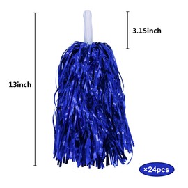 PPXMEEUDC 24PCS Cheerleading Pom Poms Metallic Foil Plastic Pom Poms with Baton Handle for Game Sports Squads Dancing Party Football Basketball Club Spirit Sports Stage Performance Celebration (Blue)
