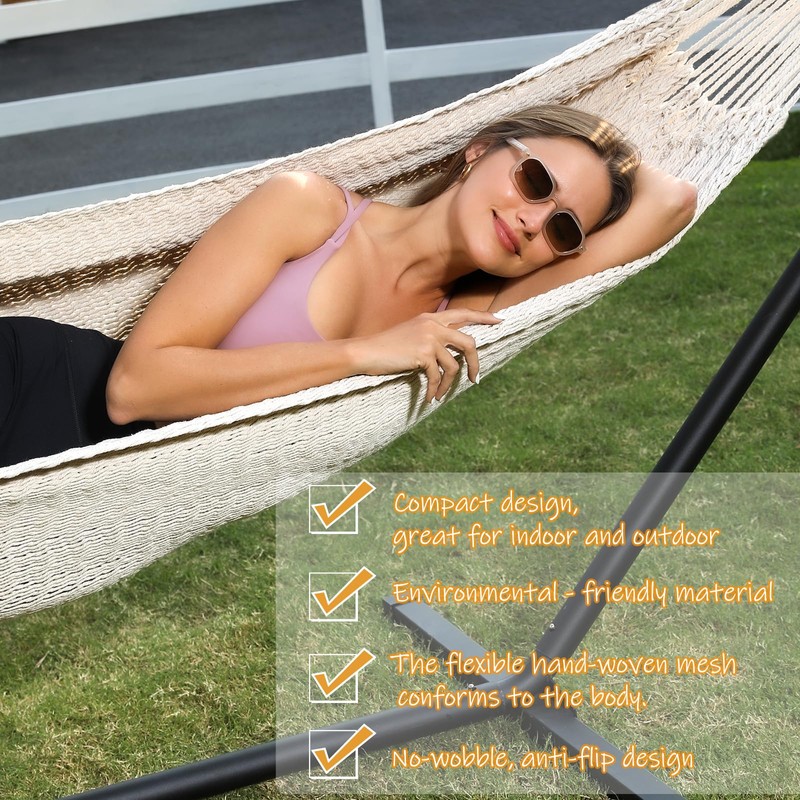 ZEAN Handwoven Hammock by Thick Cotton Rope XXL Two Person