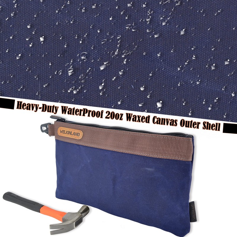 WELKINLAND Heavy-Duty Canvas Tool Pouch - 4PCS, 12" Waxed Canvas