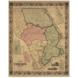 Harford County Maryland 1858 - Wall Map with Homeowner Names - Old Map Reprint