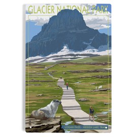 Lantern Press 6x9 Inch Metal Sign, Glacier National Park, Montana, Logan Pass