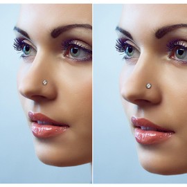 COCHARM 14K White Gold Nose Stud 20g White Gold Nose Bone Nose Stud Real Gold Nose Stud 14K White Gold Bone Nose Piercing 20g Hypoallergenic Nose Pin For Women Men