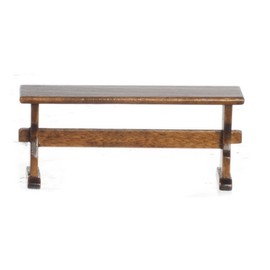 Melody Jane Dolls House Kitchen Dining Room Walnut Nook Trestle Bench Seat