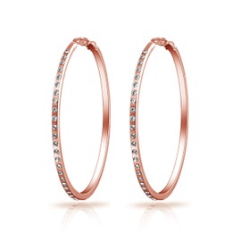 Philip Jones Rose Gold Plated 50mm Hoop Earrings Created with Zircondia® Crystals