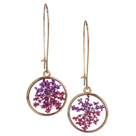 SPUNKYsoul Dried Flower Earrings for Women (Pink & Purple)