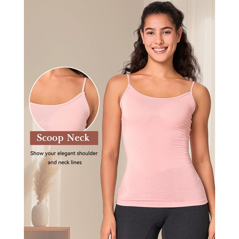 BAMBOO COOL Women's Basic Lingerie Camisole Tank with Adjustable Spaghetti