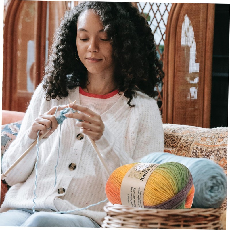 jojofuny 1Roll Gradient Hand Knitting Wool Yarn Approx for DIY