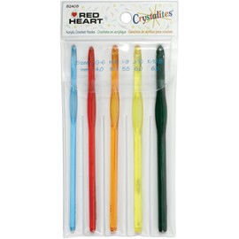 Susan Bates 82408 Red Heart Crystallites Acrylic Crochet Hook Set, Size G/H/I/J/K